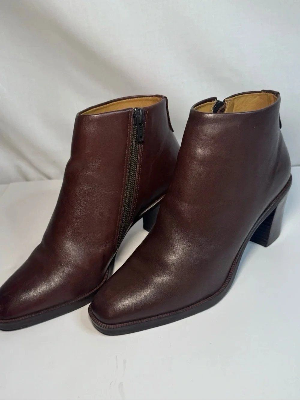 Classic Women's Dark Brown Leather Ankle Booties with Side Zip